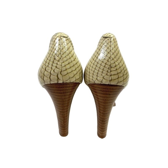 Cole Haan Pump Snake Pattern Patent Slip On Beige Leather Women Sz 9.5B - Picture 8 of 10